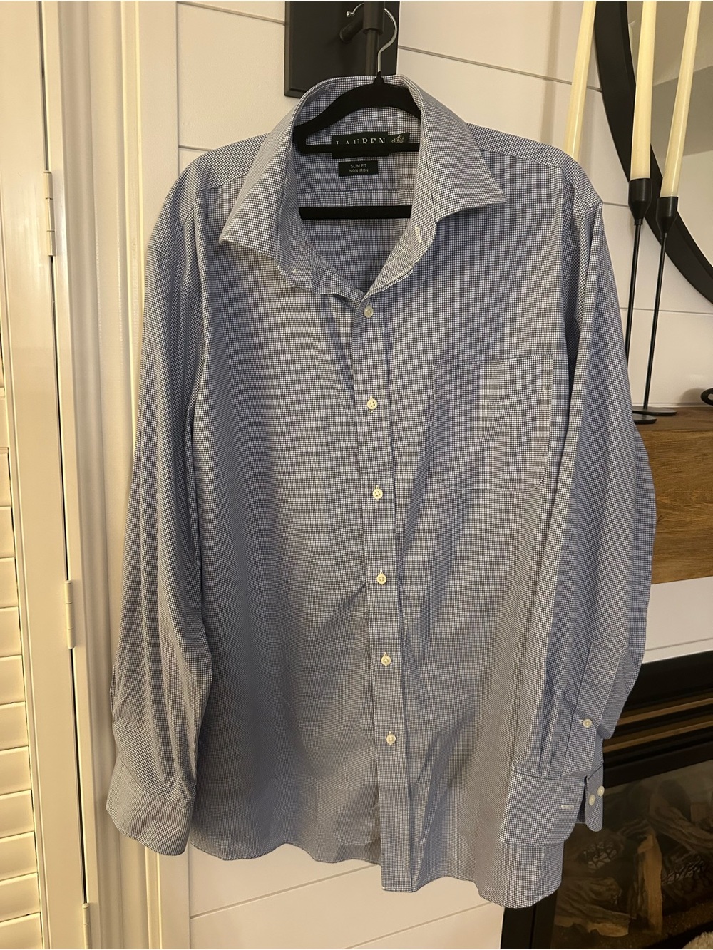 Ralph Lauren Men's Light Blue Micro-Check Dress Shirt